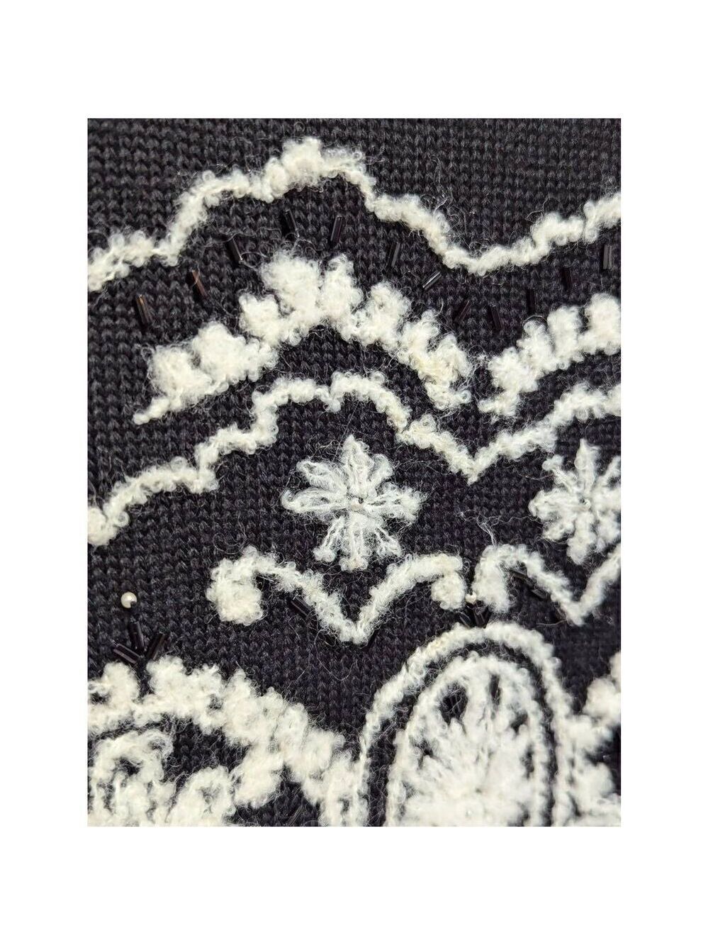 Susan Bristol Women's Black Long-Sleeve Hand Embroidery Beaded Pattern Sweater S - Picture 6 of 8